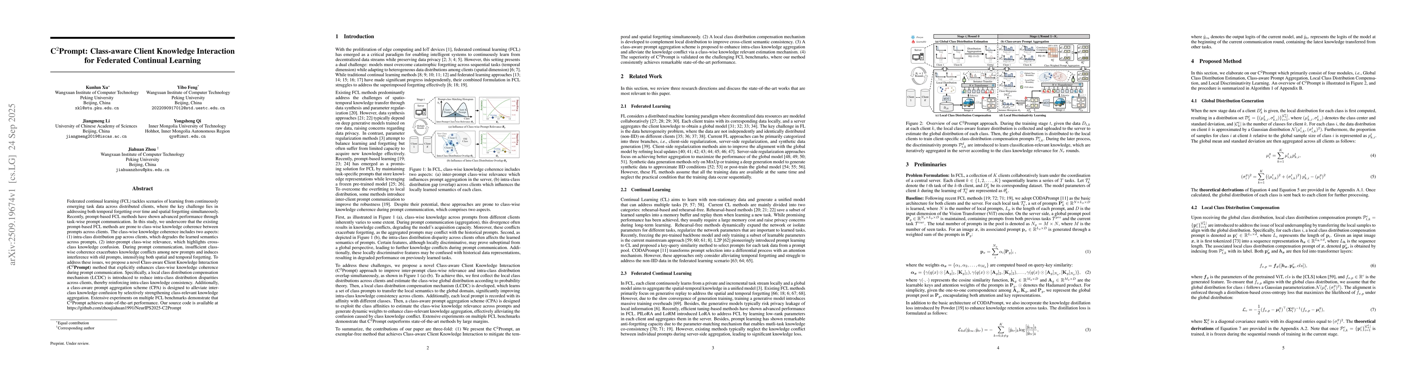 Thumbnail for C${}^2$Prompt: Class-aware Client Knowledge Interaction for Federated
  Continual Learning