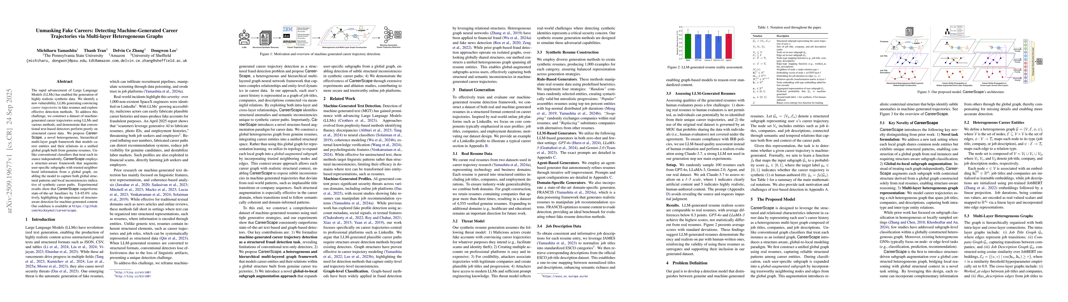 Thumbnail for Unmasking Fake Careers: Detecting Machine-Generated Career Trajectories
  via Multi-layer Heterogeneous Graphs
