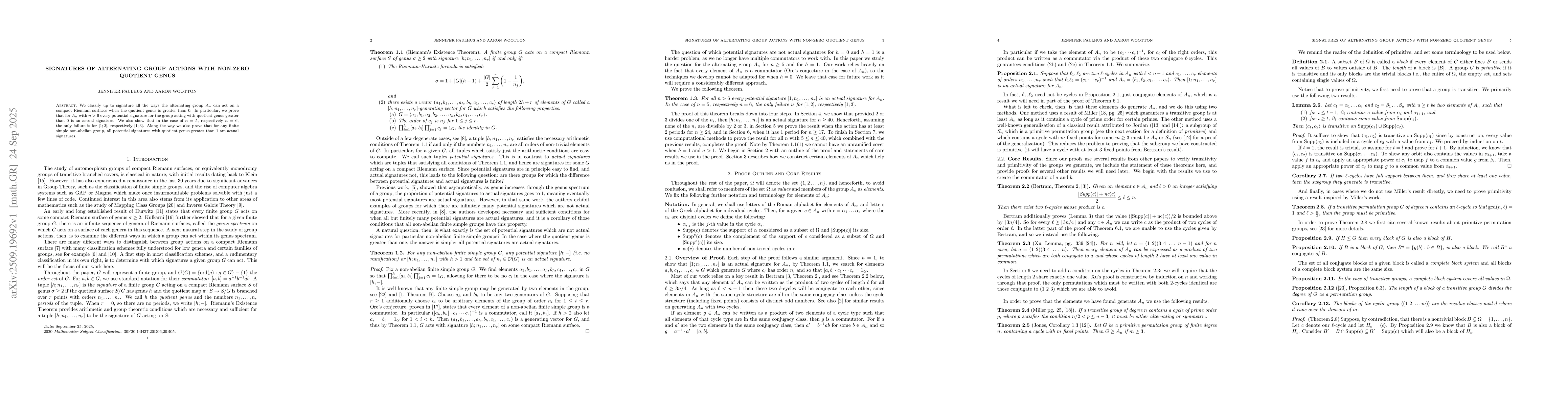 Thumbnail for Signatures of alternating group actions with non-zero quotient genus