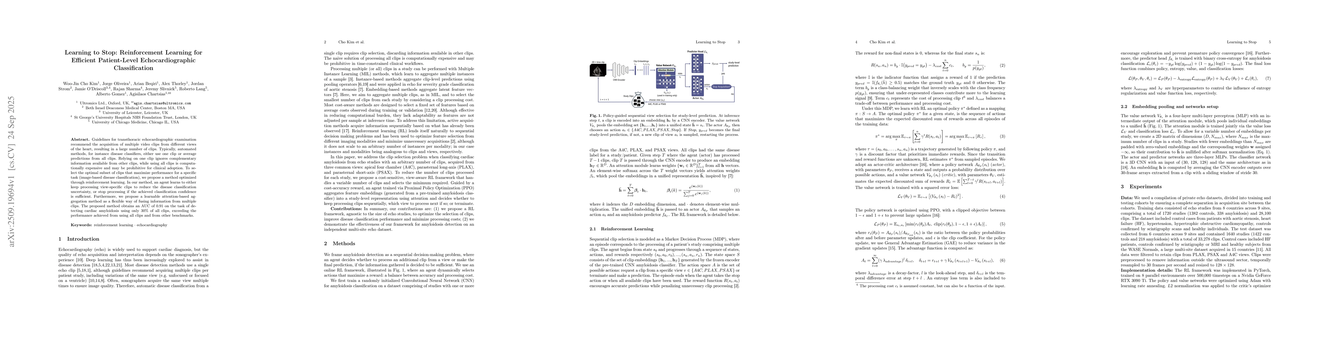 Thumbnail for Learning to Stop: Reinforcement Learning for Efficient Patient-Level
  Echocardiographic Classification