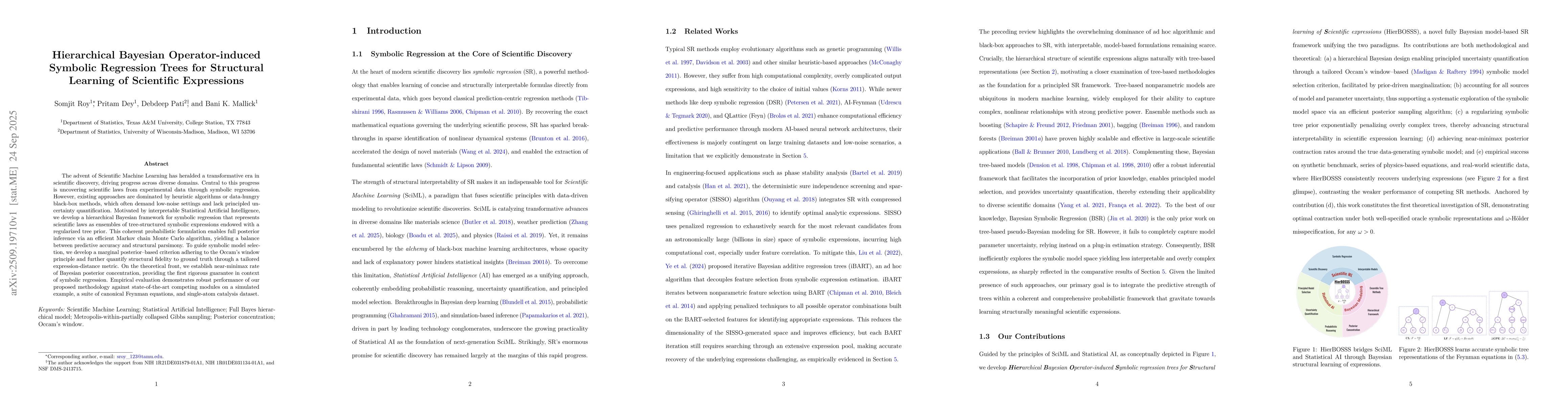 Thumbnail for Hierarchical Bayesian Operator-induced Symbolic Regression Trees for
  Structural Learning of Scientific Expressions