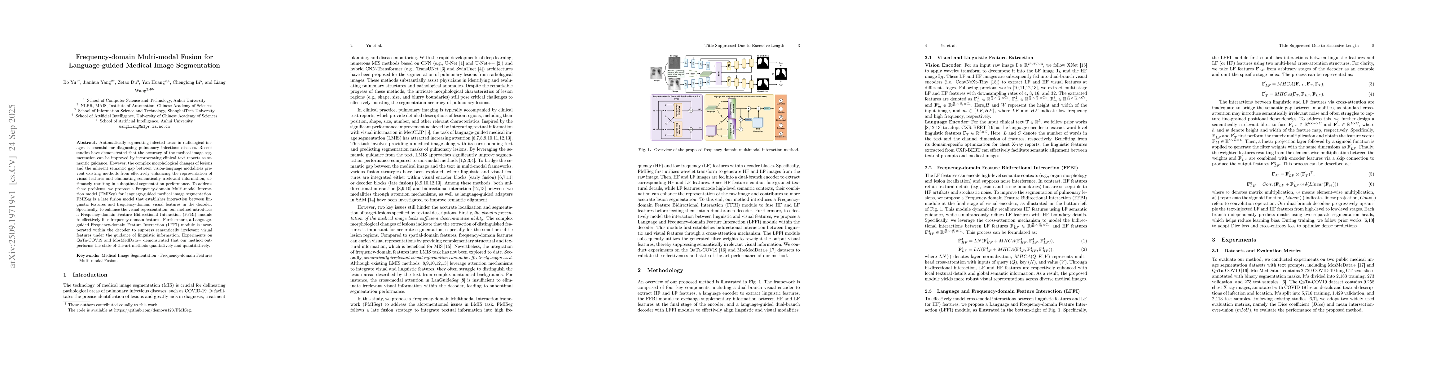 Thumbnail for Frequency-domain Multi-modal Fusion for Language-guided Medical Image
  Segmentation