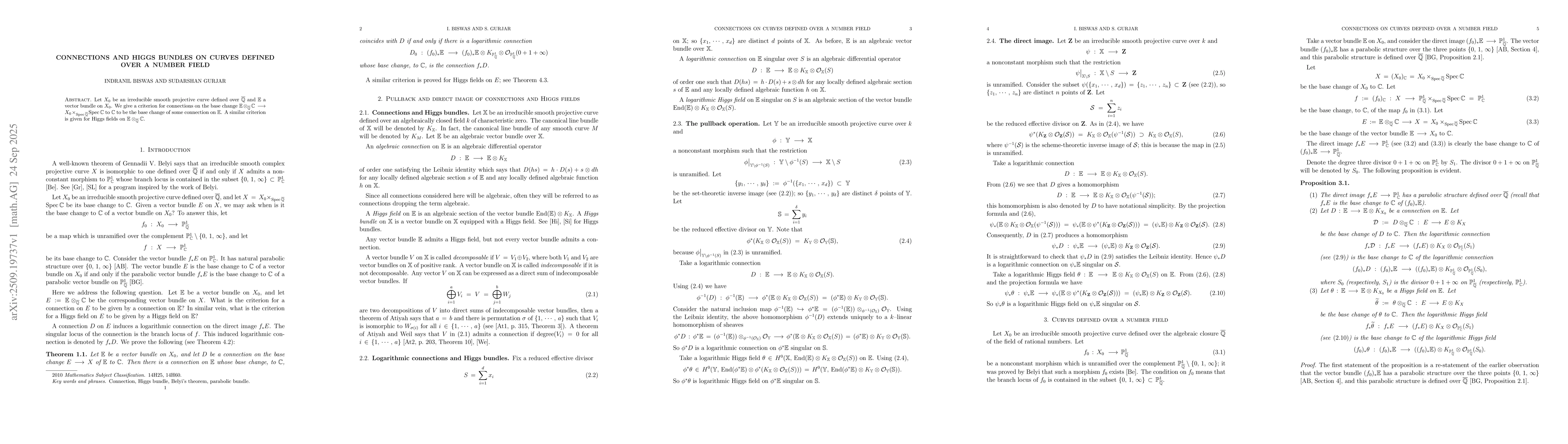 Thumbnail for Connections and Higgs bundles on curves defined over a number field
