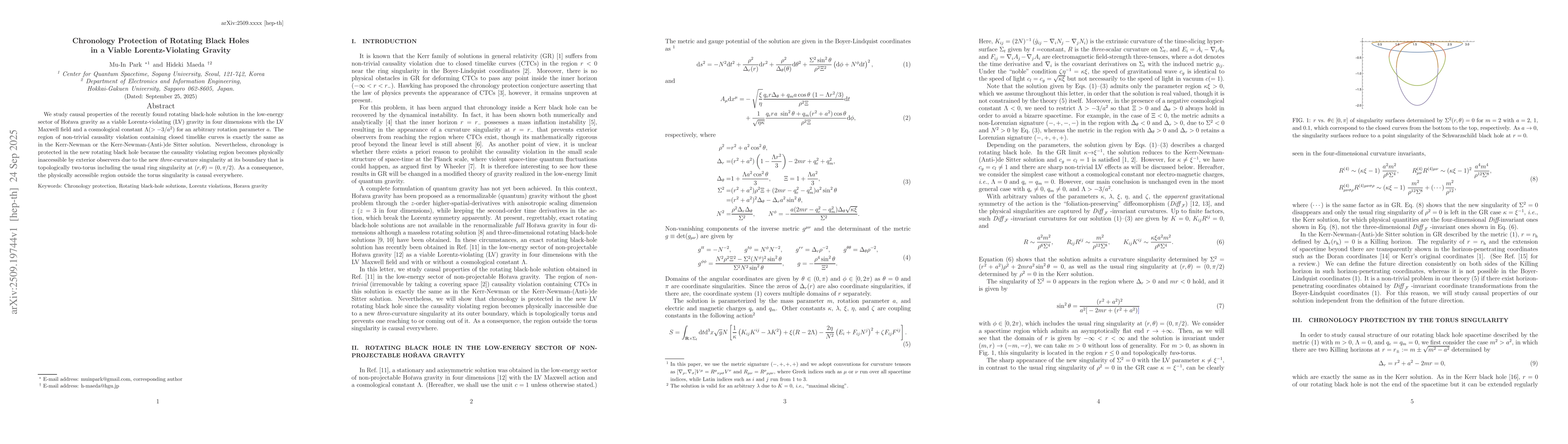 Thumbnail for Chronology Protection of Rotating Black Holes in a Viable
  Lorentz-Violating Gravity