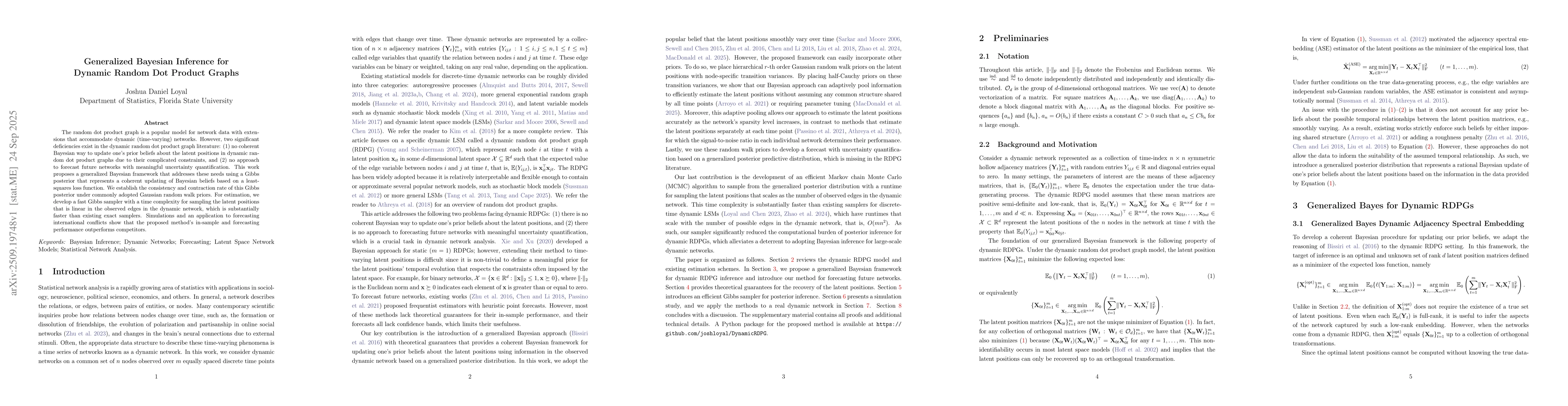 Thumbnail for Generalized Bayesian Inference for Dynamic Random Dot Product Graphs