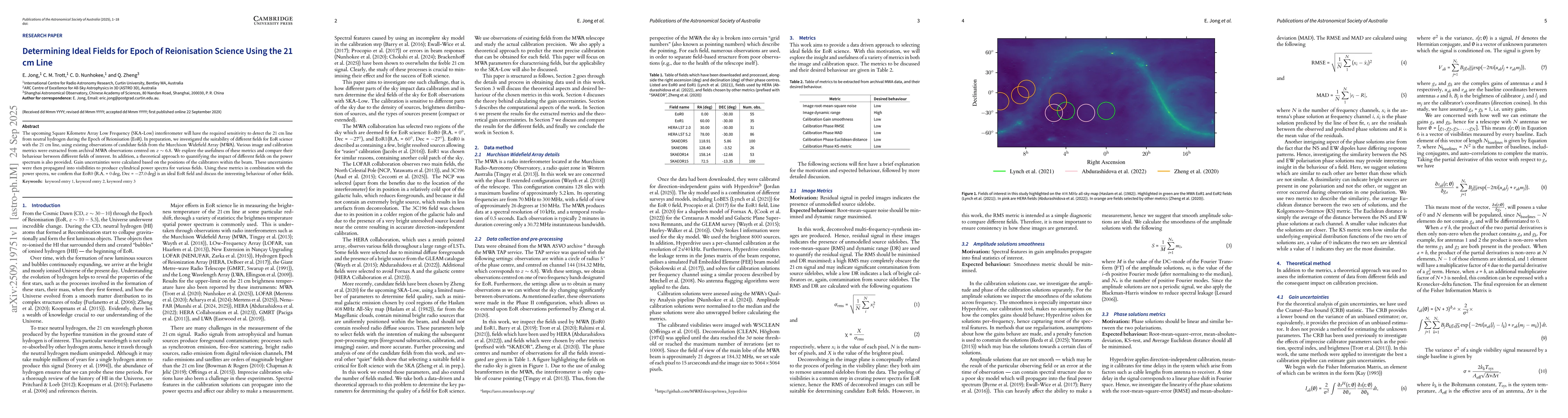 Thumbnail for Determining Ideal Fields for Epoch of Reionisation Science Using the 21
  cm Line