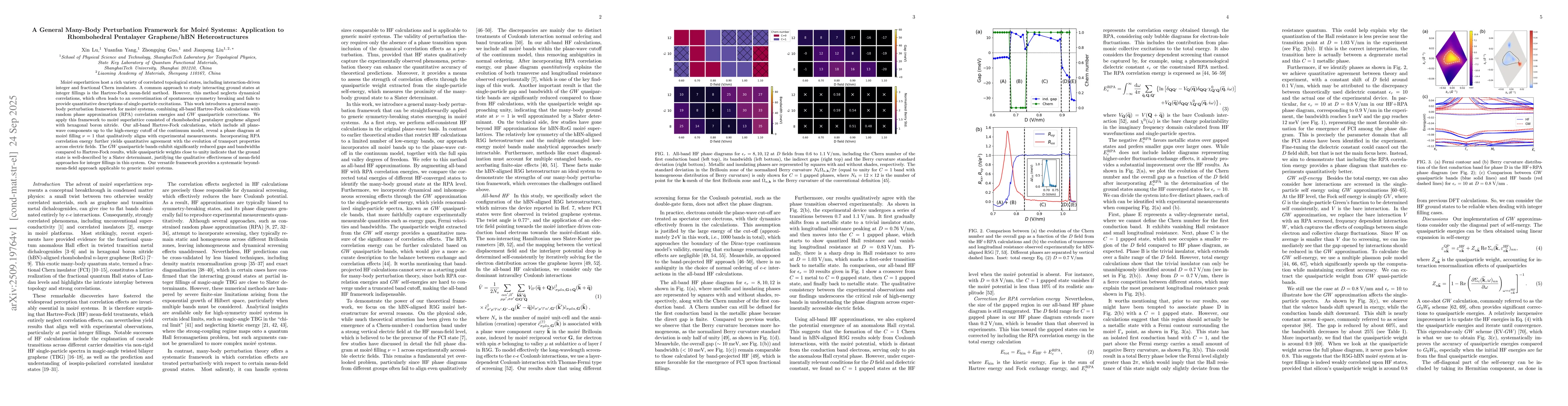 Thumbnail for A General Many-Body Perturbation Framework for Moiré Systems:
  Application to Rhombohedral Pentalayer Graphene/hBN Heterostructures