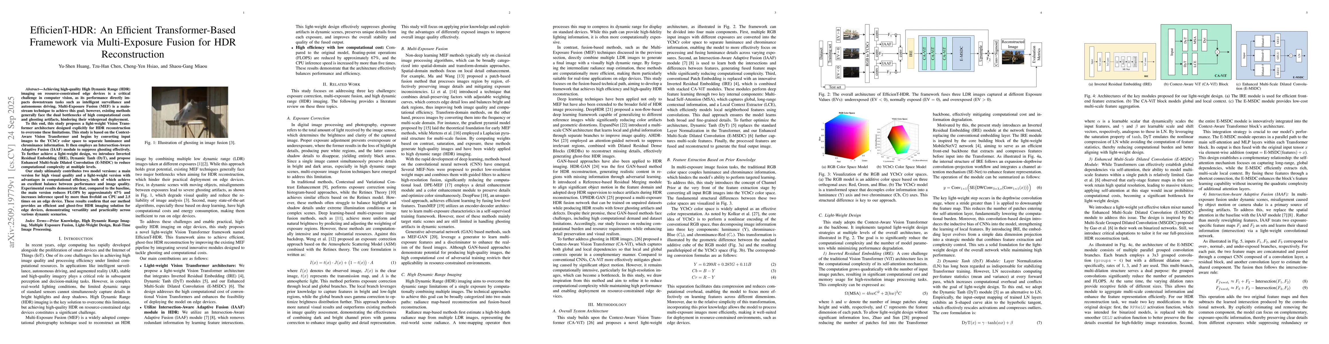 Thumbnail for EfficienT-HDR: An Efficient Transformer-Based Framework via
  Multi-Exposure Fusion for HDR Reconstruction