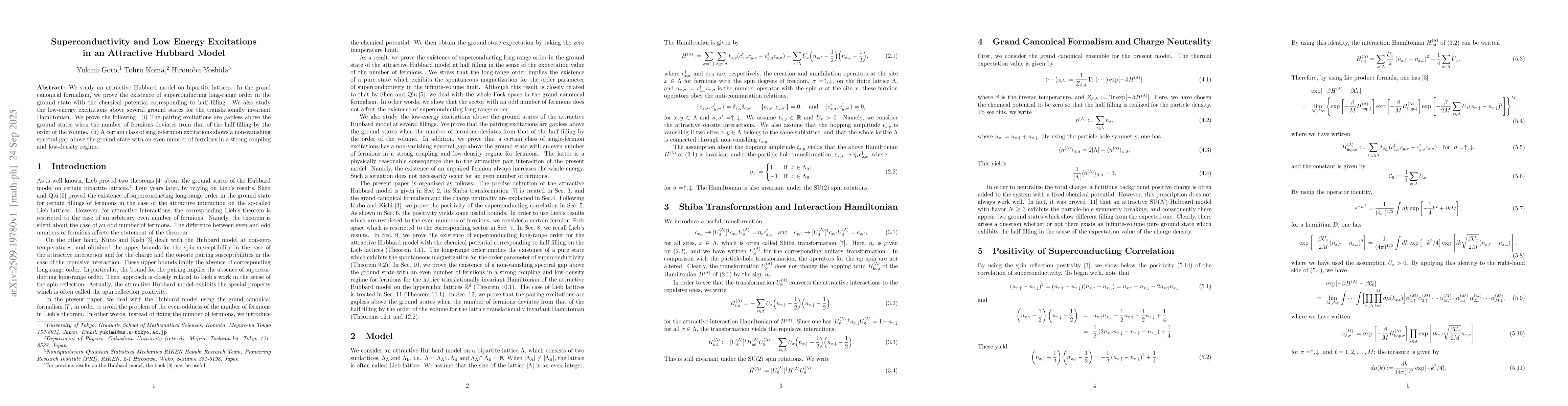 Thumbnail for Superconductivity and Low Energy Excitations in an Attractive Hubbard
  Model
