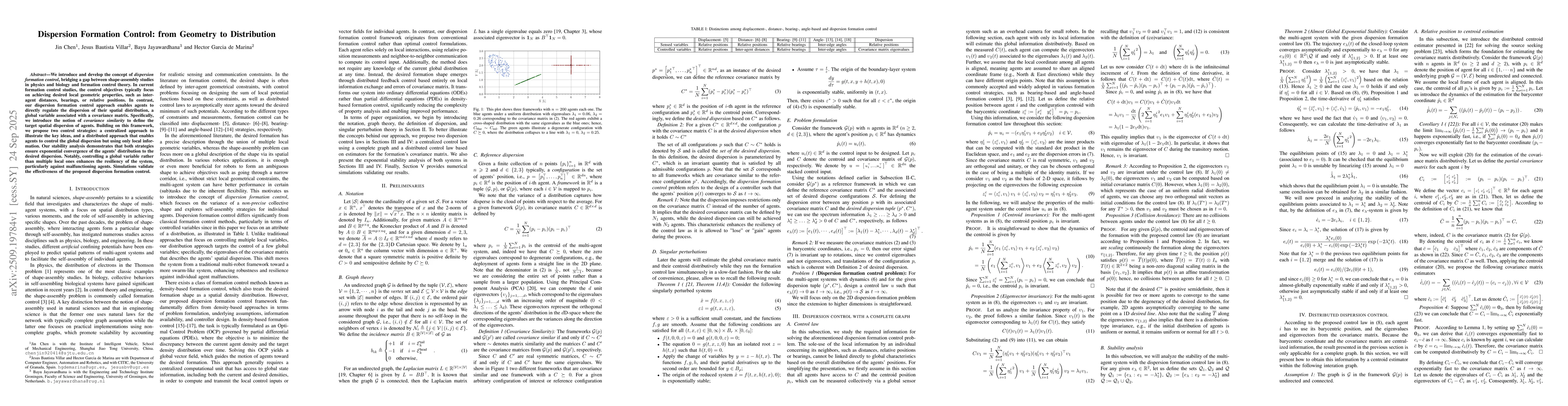 Thumbnail for Dispersion Formation Control: from Geometry to Distribution