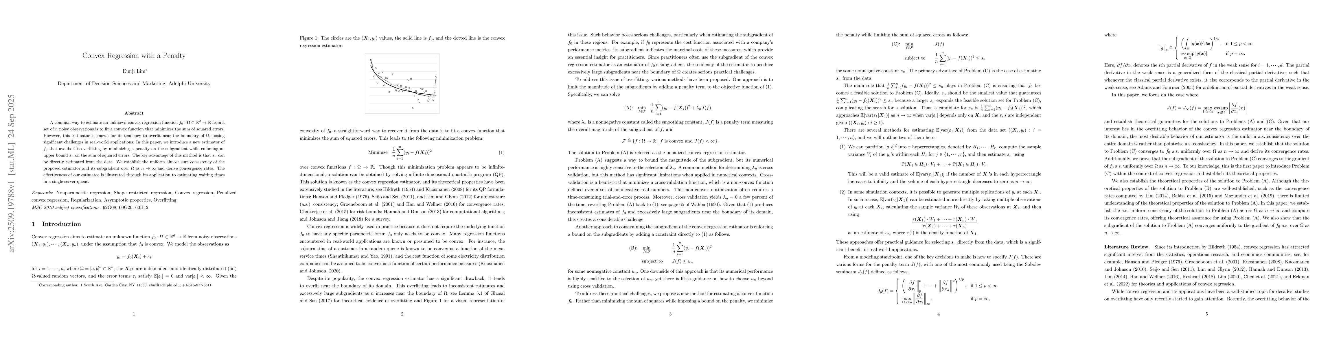 Thumbnail for Convex Regression with a Penalty