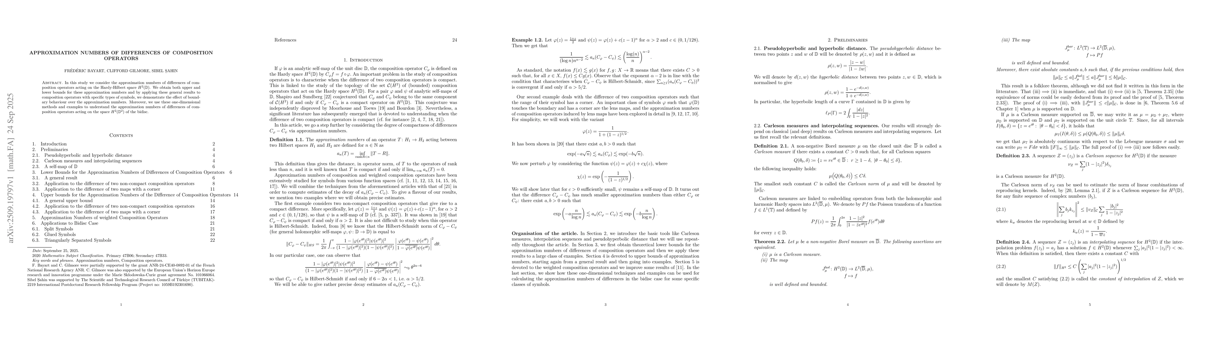 Thumbnail for Approximation numbers of differences of composition operators