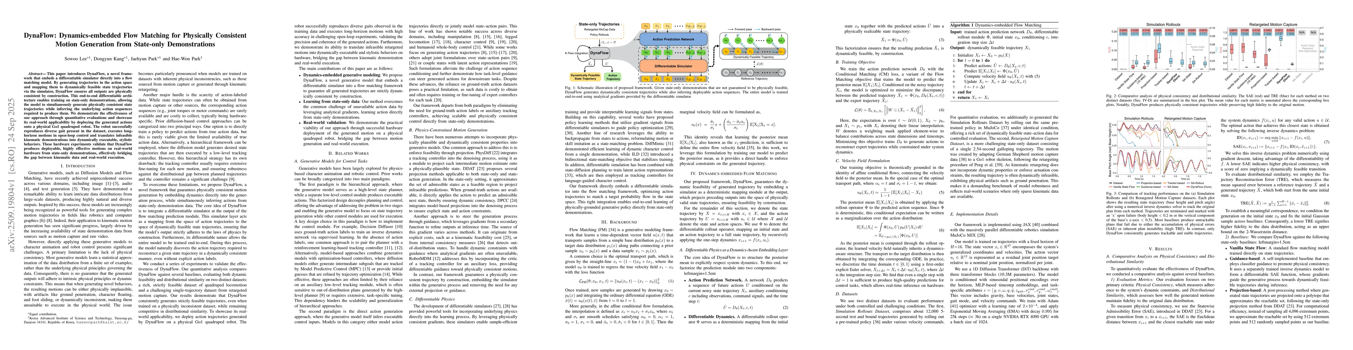 Thumbnail for DynaFlow: Dynamics-embedded Flow Matching for Physically Consistent
  Motion Generation from State-only Demonstrations