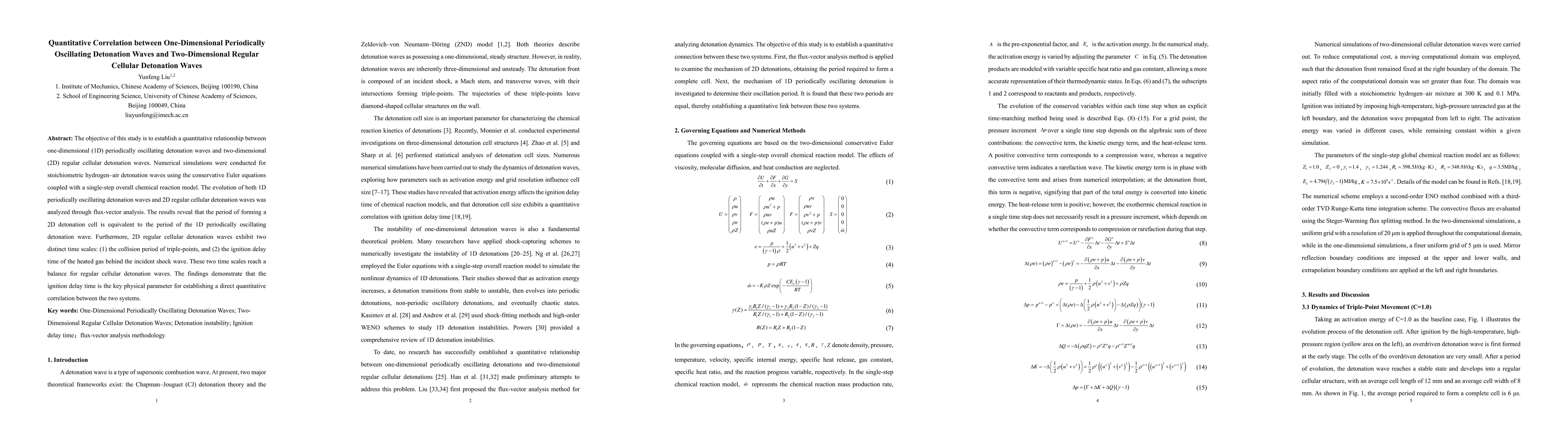 Thumbnail for Quantitative Correlation between One-Dimensional Periodically
  Oscillating Detonation Waves and Two-Dimensional Regular Cellular Detonation
  Waves