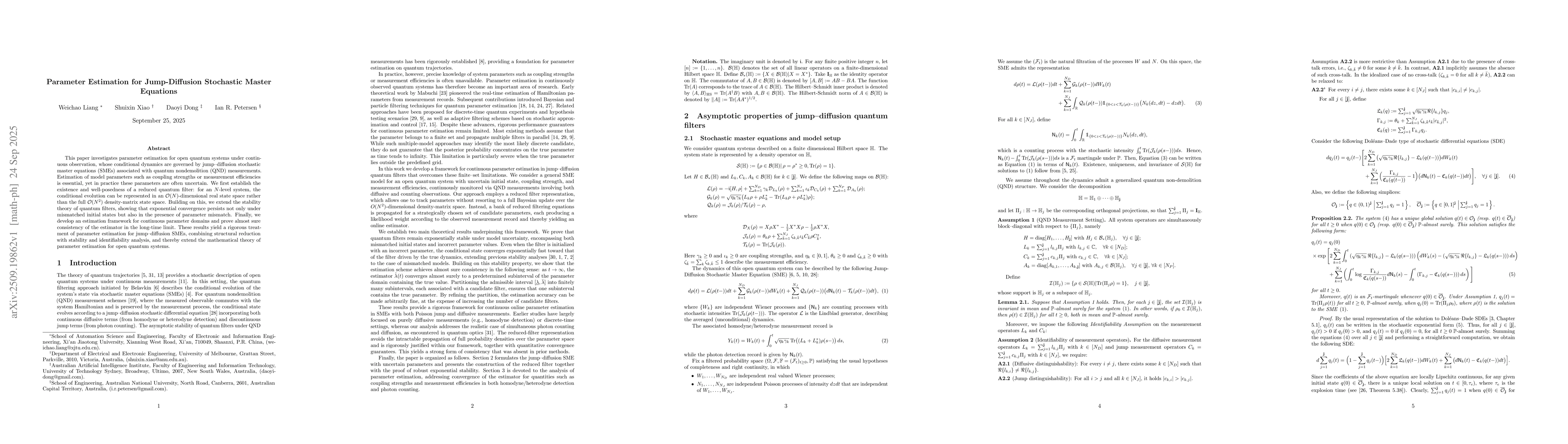 Thumbnail for Parameter Estimation for Jump-Diffusion Stochastic Master Equations