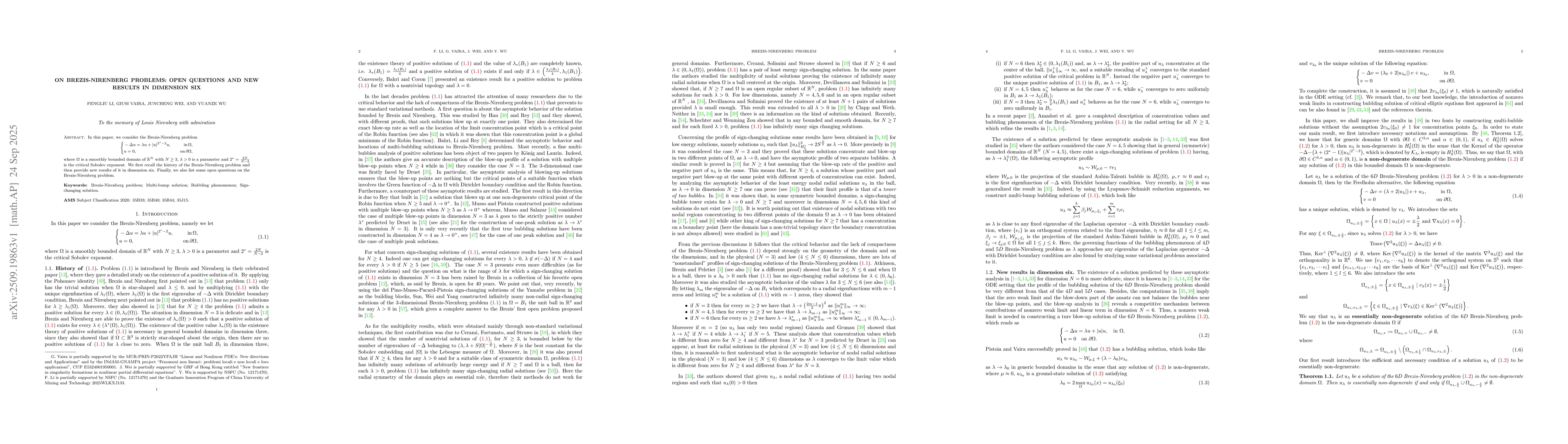 Thumbnail for On Brezis-Nirenberg problems: open questions and new results in
  dimension six