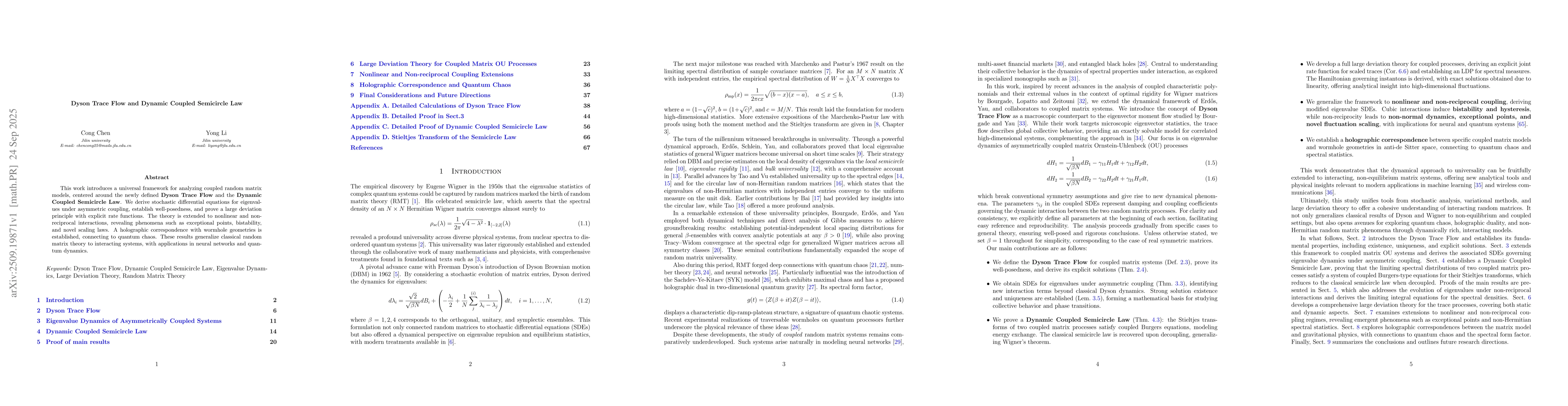 Thumbnail for Dyson Trace Flow and Dynamic Coupled Semicircle Law