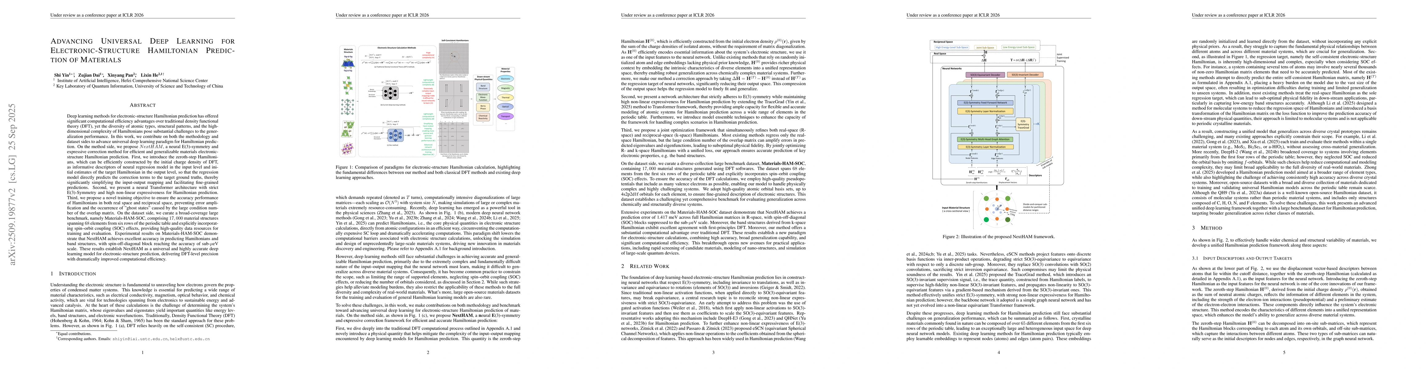 Thumbnail for Advancing Universal Deep Learning for Electronic-Structure Hamiltonian
  Prediction of Materials
