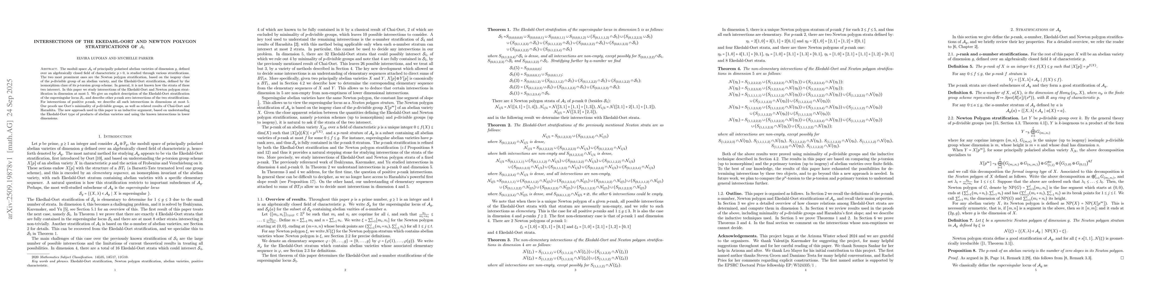 Thumbnail for Intersections of the Ekedahl-Oort and Newton Polygon Stratifications of
  $\mathcal{A}_{5}$