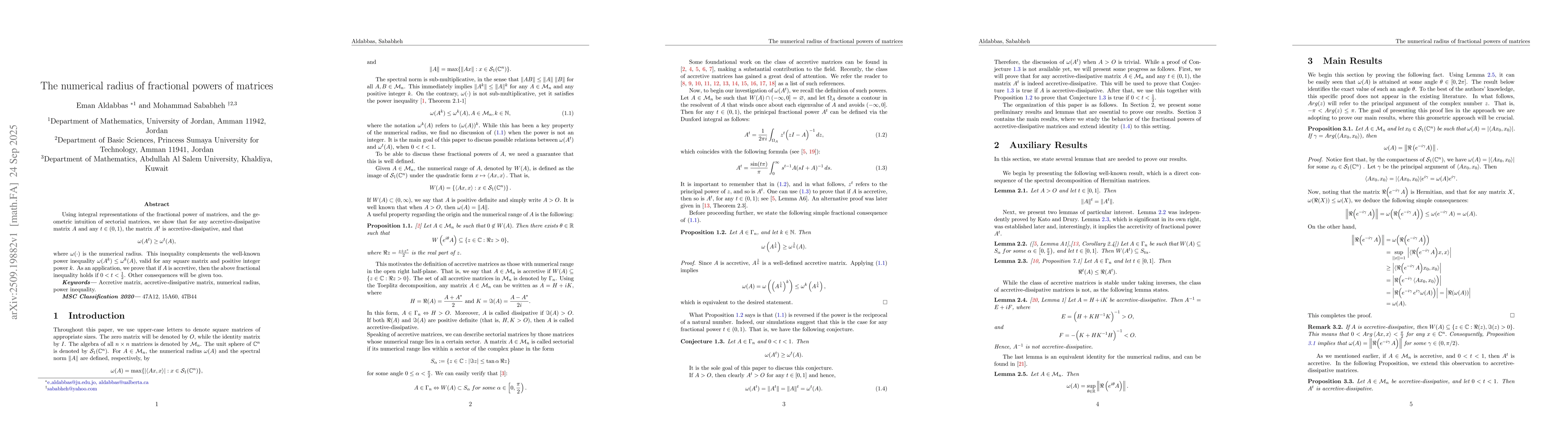 Thumbnail for The numerical radius of fractional powers of matrices