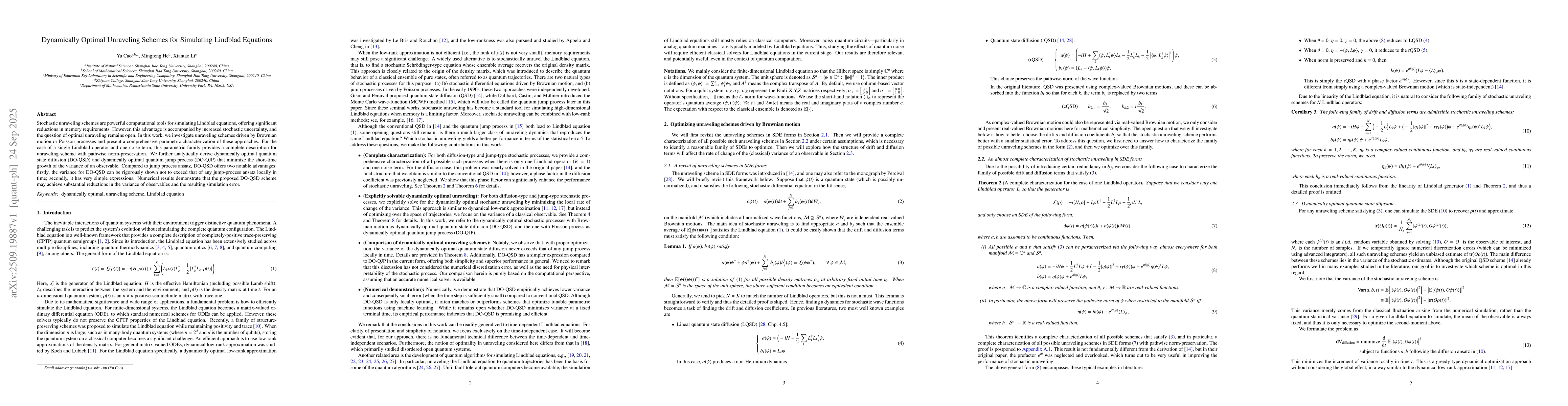 Thumbnail for Dynamically Optimal Unraveling Schemes for Simulating Lindblad Equations