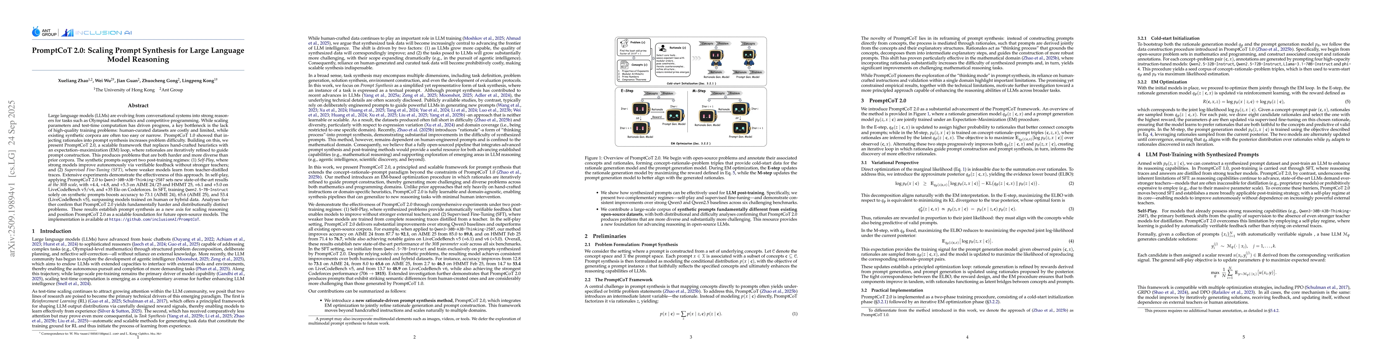 Thumbnail for PromptCoT 2.0: Scaling Prompt Synthesis for Large Language Model
  Reasoning