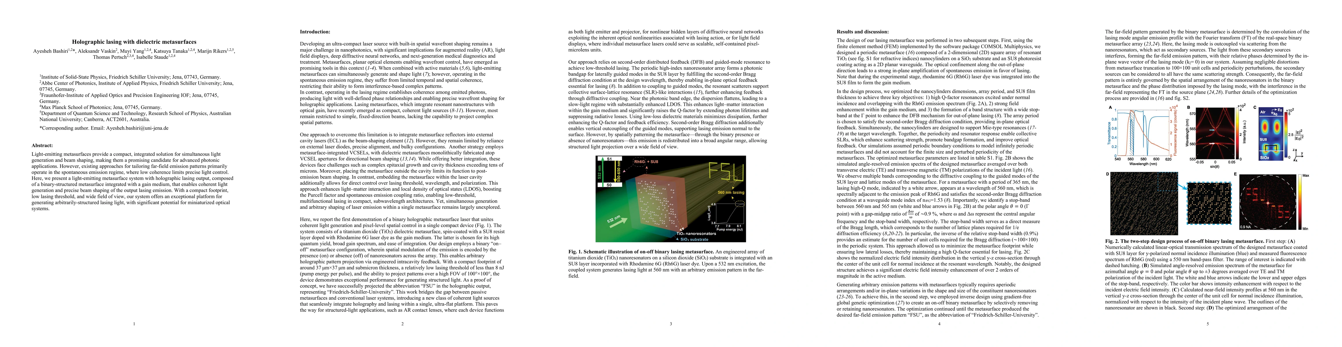 Thumbnail for Holographic lasing with dielectric metasurfaces