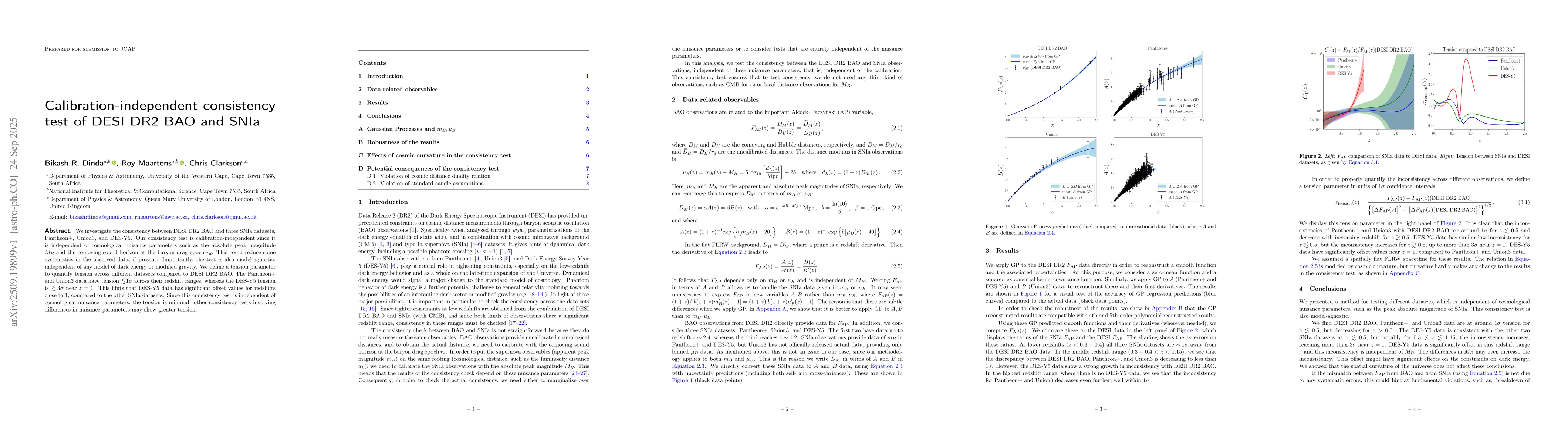 Thumbnail for Calibration-independent consistency test of DESI DR2 BAO and SNIa