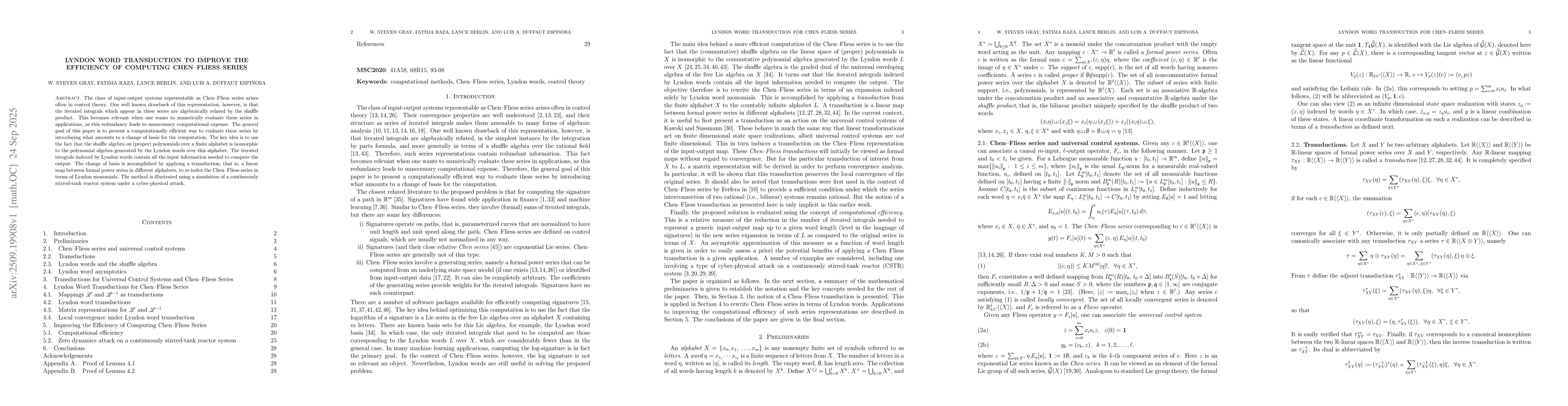 Thumbnail for Lyndon Word Transduction to Improve the Efficiency of Computing
  Chen-Fliess Series