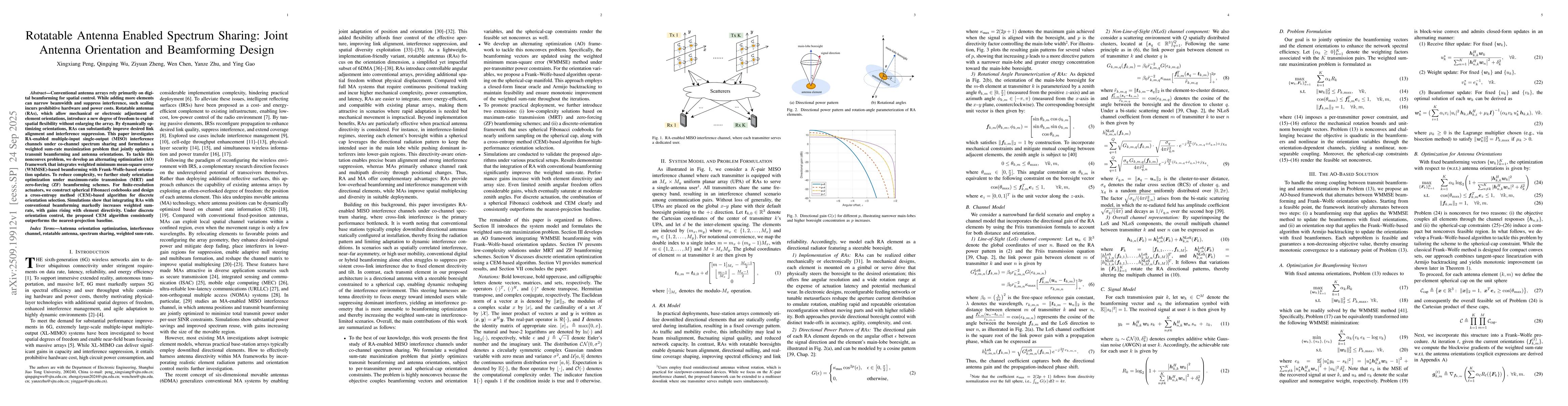 Thumbnail for Rotatable Antenna Enabled Spectrum Sharing: Joint Antenna Orientation
  and Beamforming Design