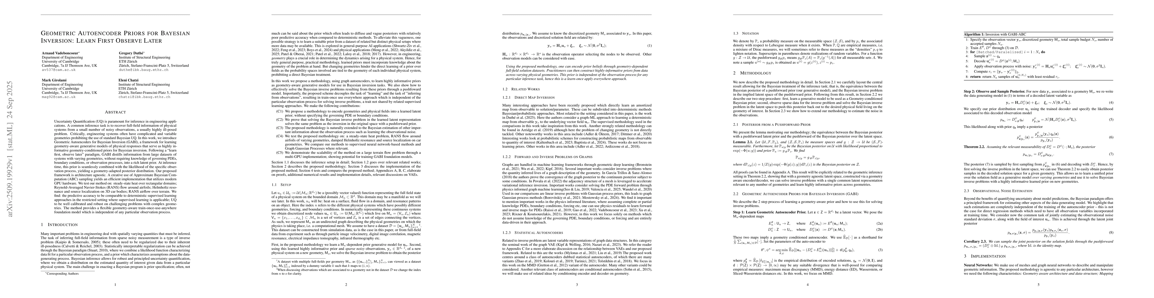 Thumbnail for Geometric Autoencoder Priors for Bayesian Inversion: Learn First Observe
  Later
