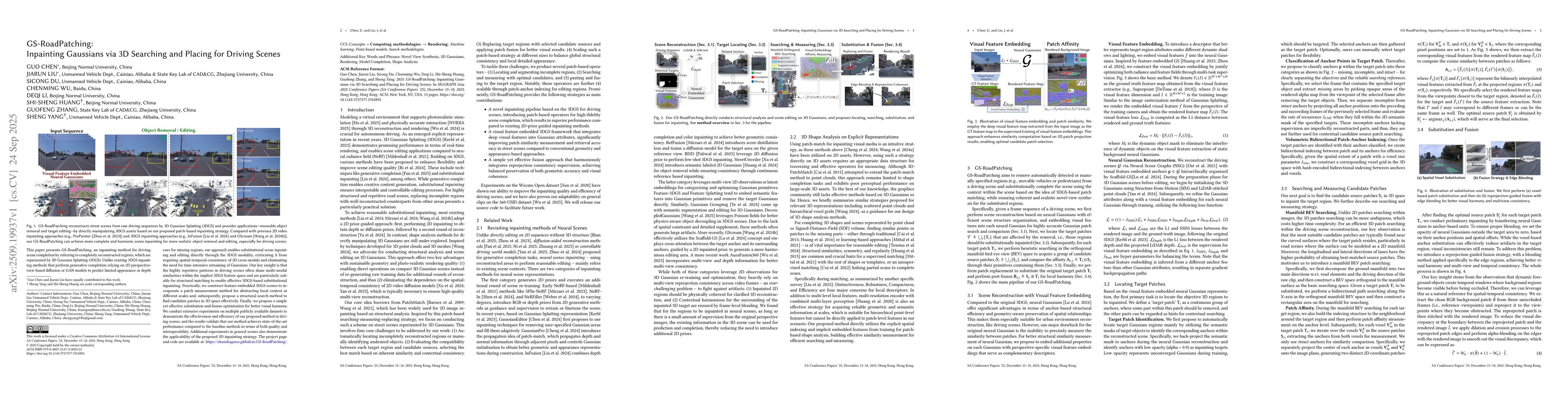 Thumbnail for GS-RoadPatching: Inpainting Gaussians via 3D Searching and Placing for
  Driving Scenes
