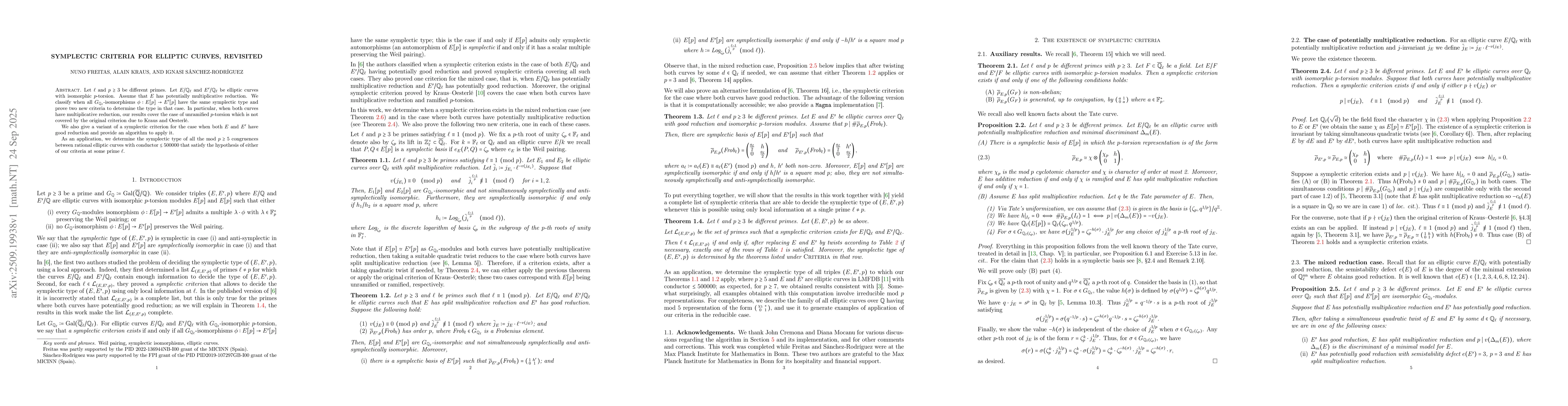 Thumbnail for Symplectic criteria for elliptic curves, revisited
