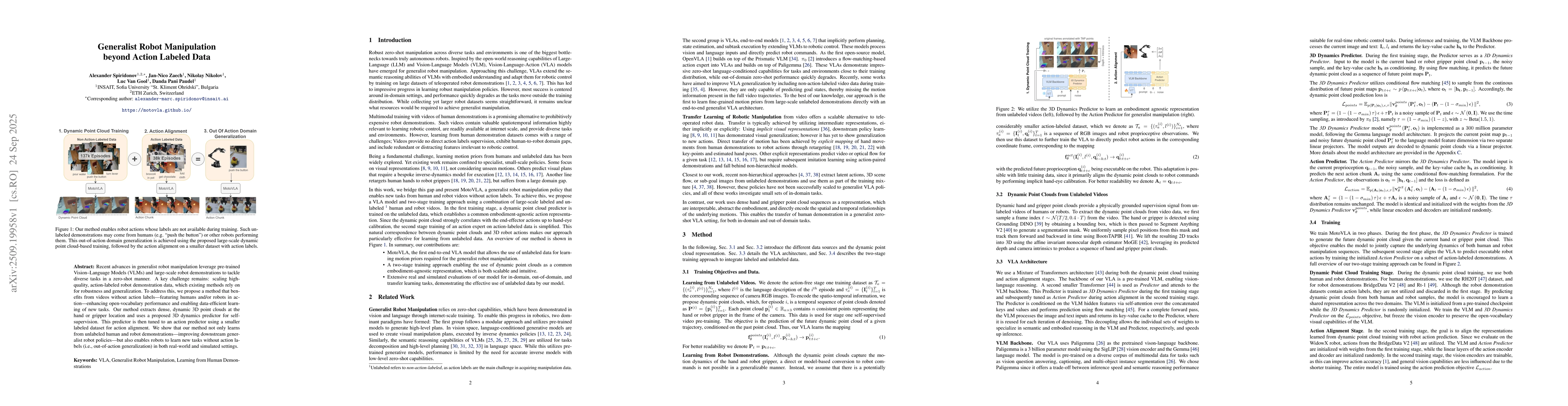 Thumbnail for Generalist Robot Manipulation beyond Action Labeled Data