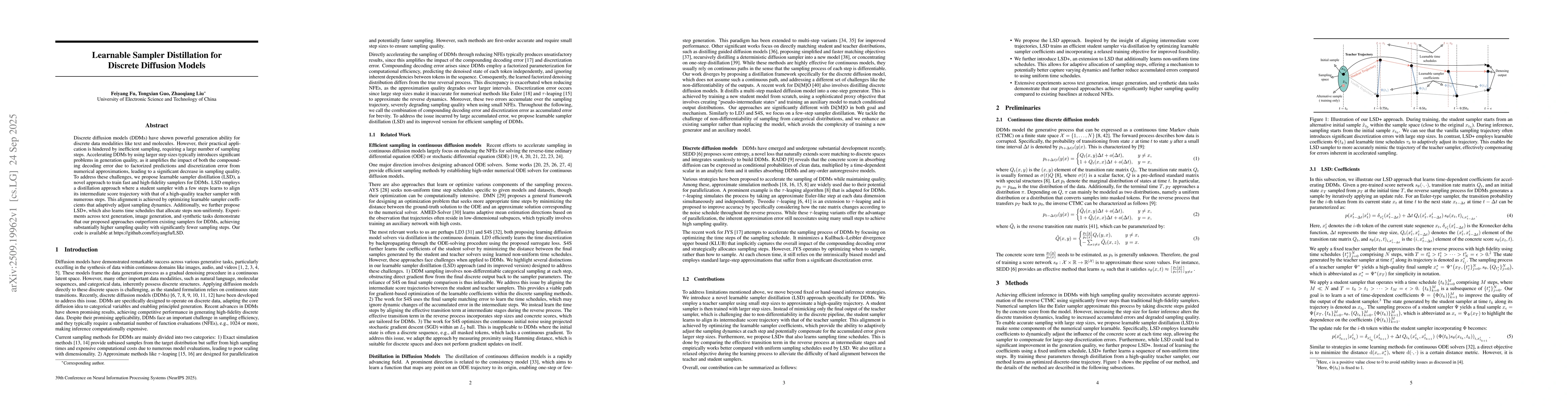 Thumbnail for Learnable Sampler Distillation for Discrete Diffusion Models