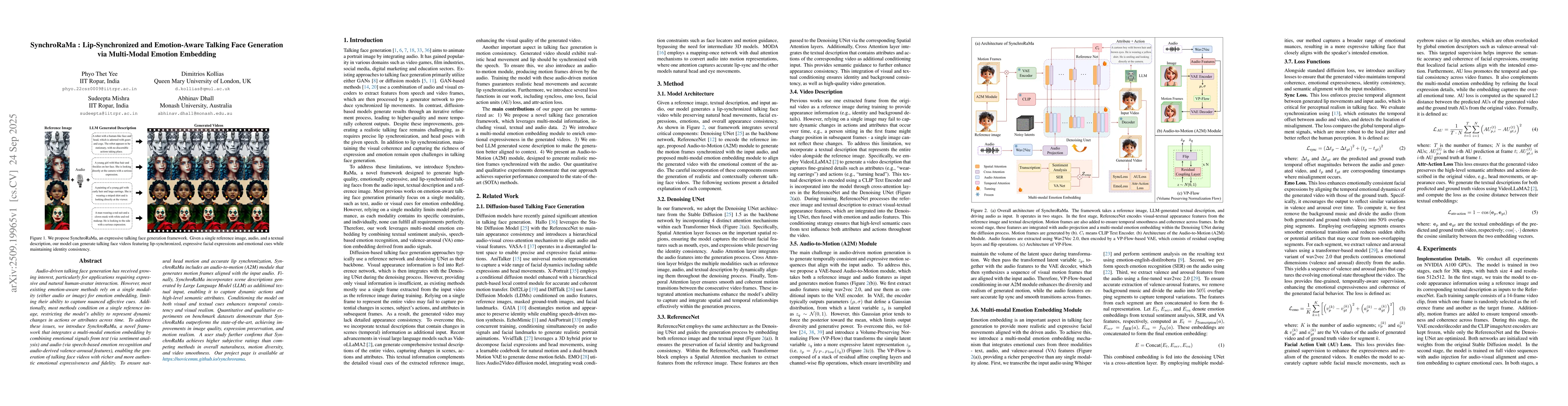 Thumbnail for SynchroRaMa : Lip-Synchronized and Emotion-Aware Talking Face Generation
  via Multi-Modal Emotion Embedding