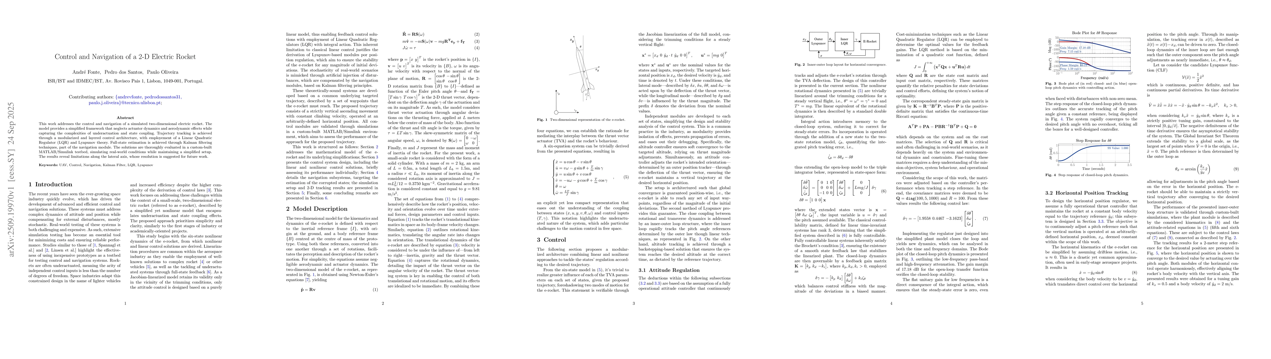 Thumbnail for Control and Navigation of a 2-D Electric Rocket