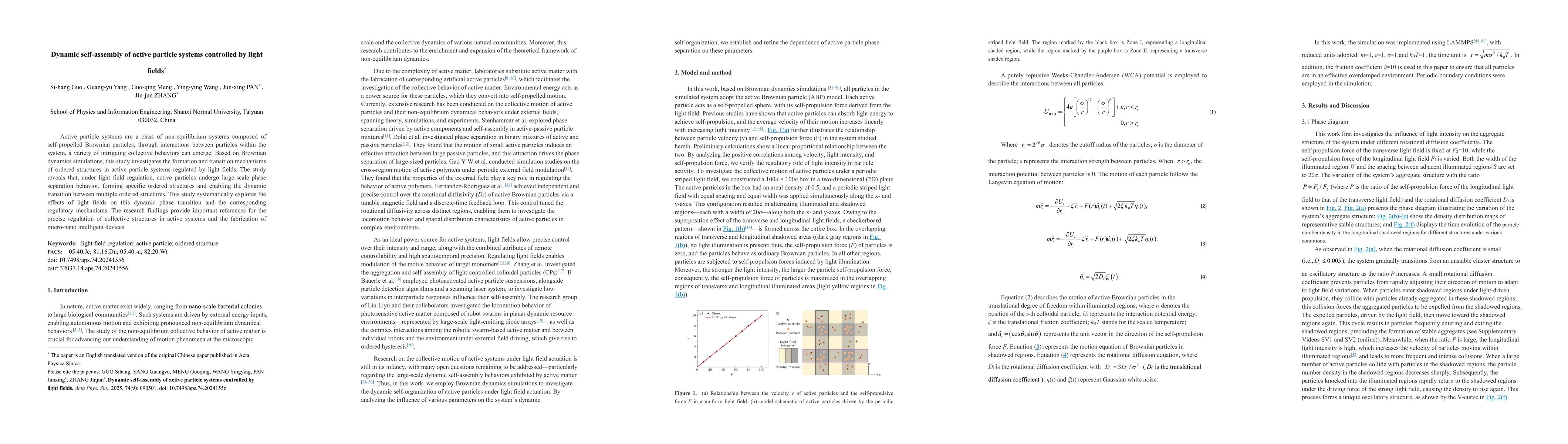 Thumbnail for Dynamic self-assembly of active particle systems controlled by light
  fields