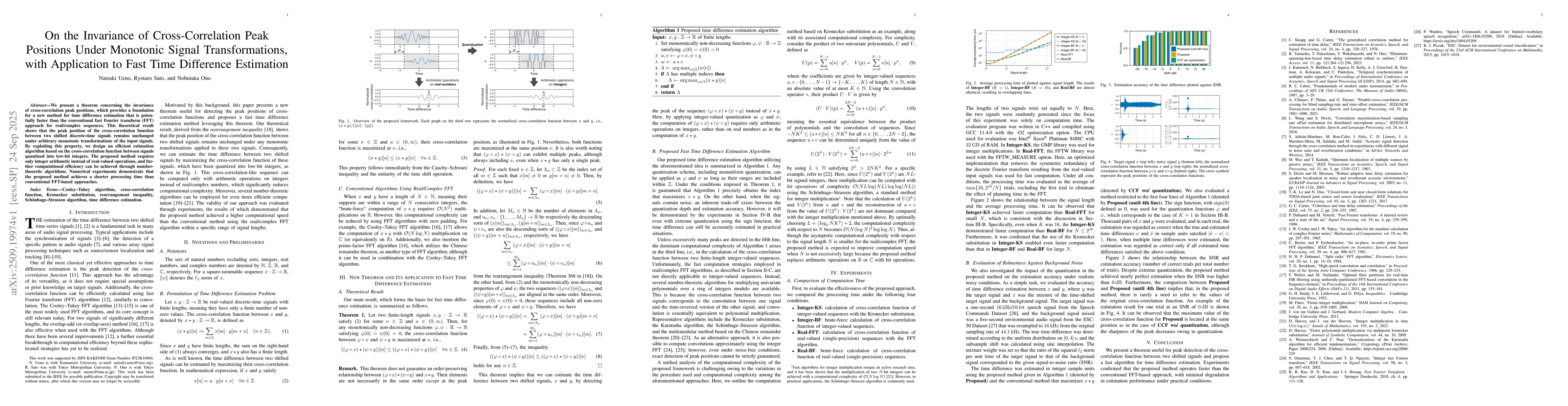 Thumbnail for On the Invariance of Cross-Correlation Peak Positions Under Monotonic
  Signal Transformations, with Application to Fast Time Difference Estimation