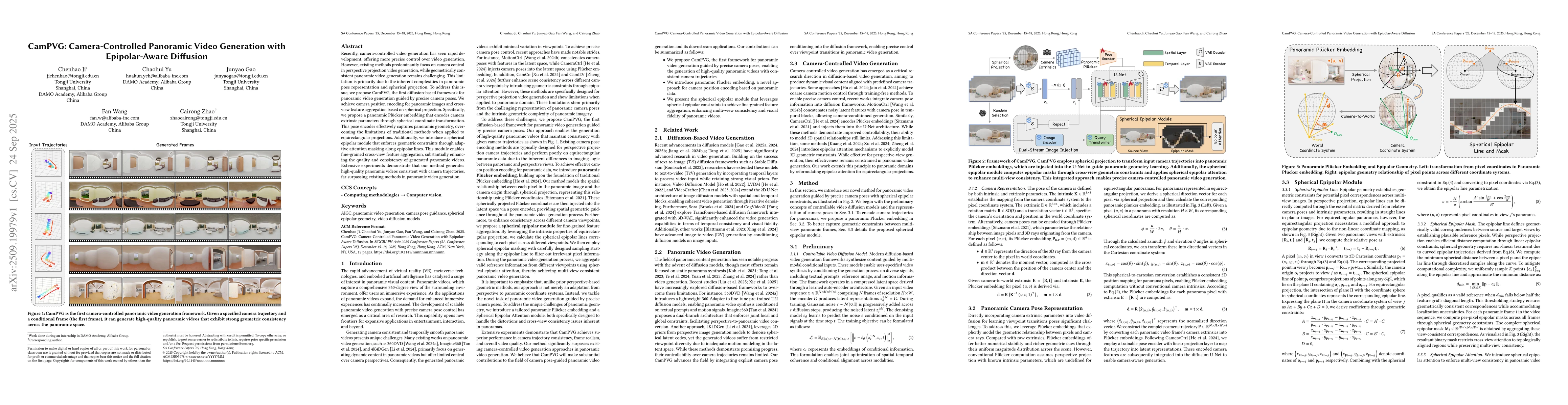 Thumbnail for CamPVG: Camera-Controlled Panoramic Video Generation with Epipolar-Aware
  Diffusion