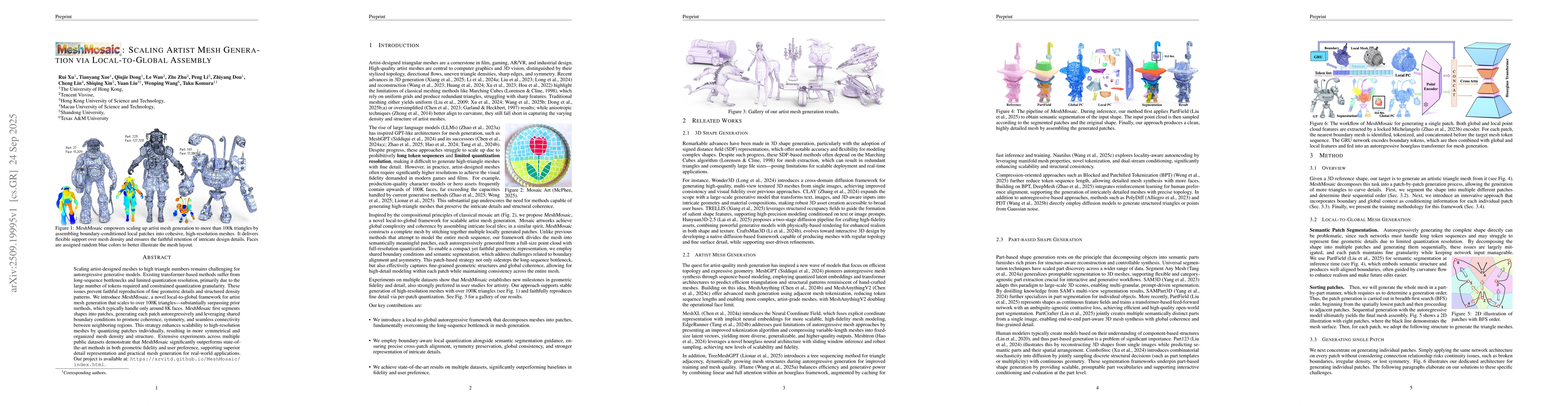 Thumbnail for MeshMosaic: Scaling Artist Mesh Generation via Local-to-Global Assembly