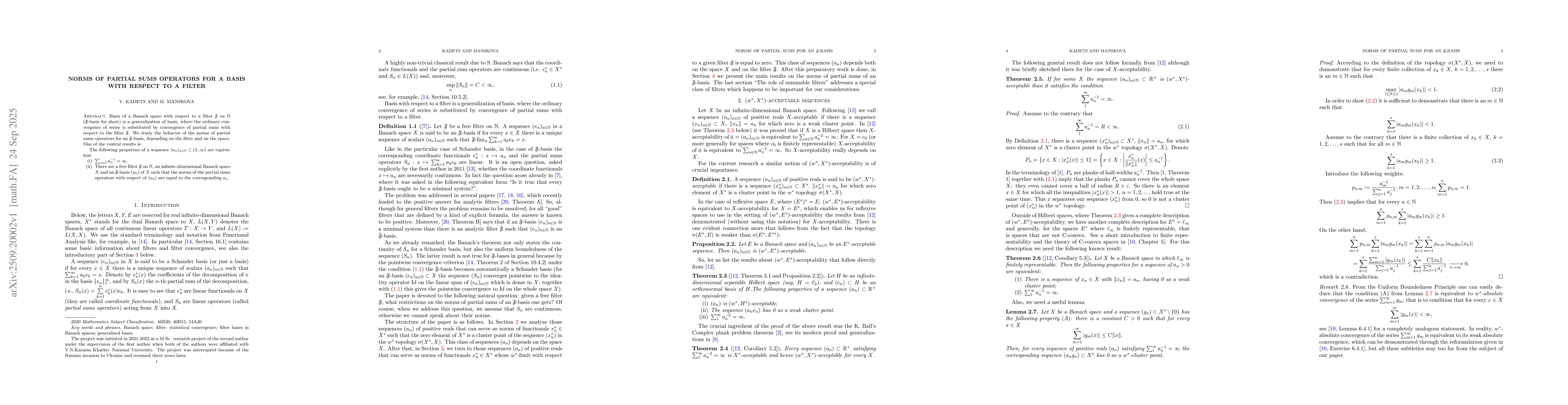 Thumbnail for Norms of partial sums operators for a basis with respect to a filter