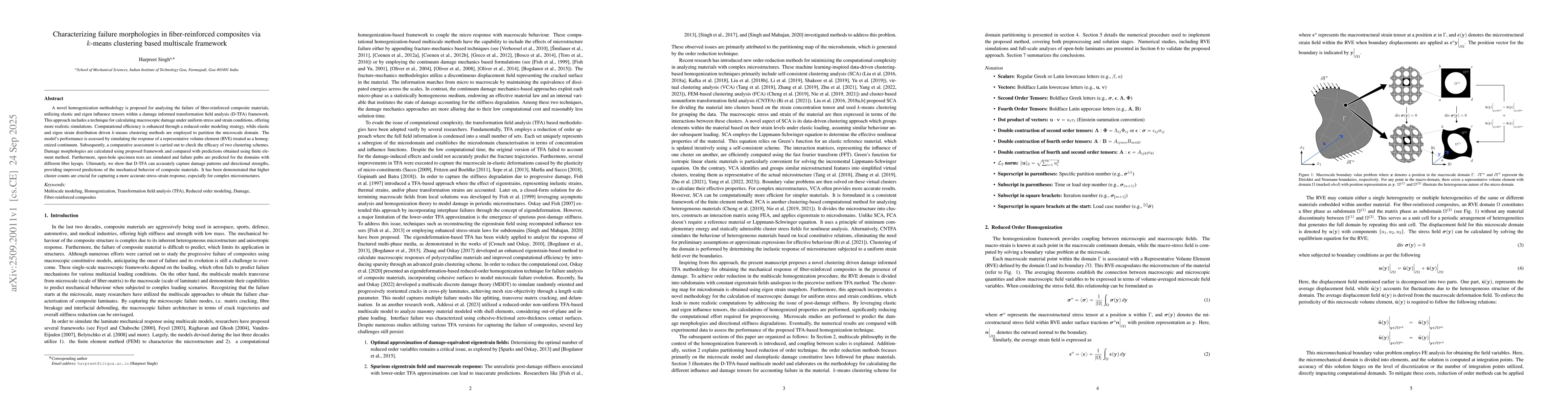 Thumbnail for Characterizing failure morphologies in fiber-reinforced composites via
  k-means clustering based multiscale framework