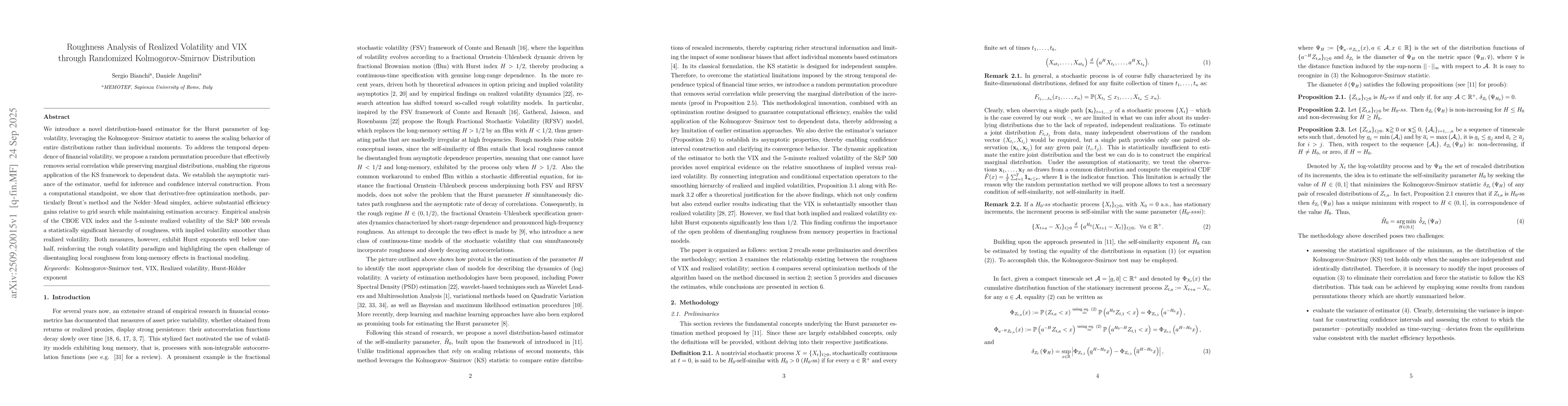 Thumbnail for Roughness Analysis of Realized Volatility and VIX through Randomized
  Kolmogorov-Smirnov Distribution