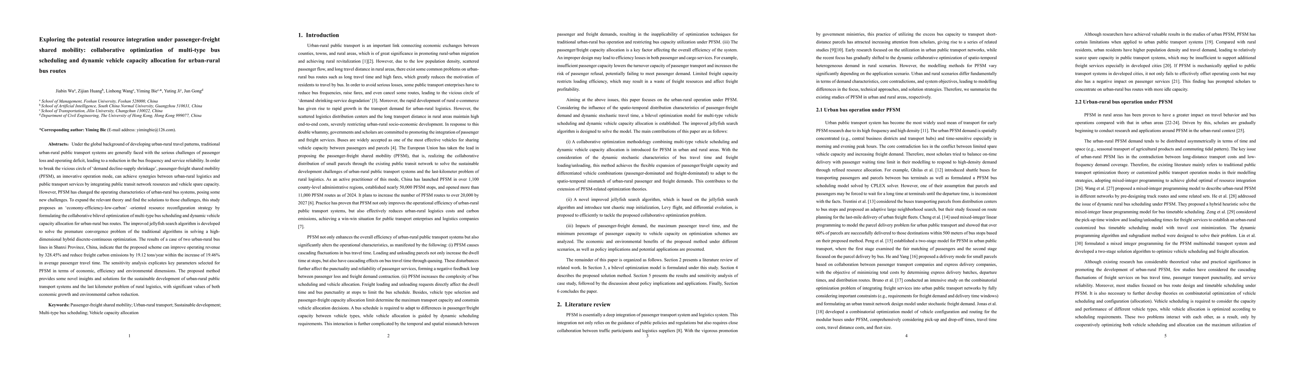 Thumbnail for Exploring the potential resource integration under passenger-freight
  shared mobility: collaborative optimization of multi-type bus scheduling and
  dynamic vehicle capacity allocation for urban-rural bus routes