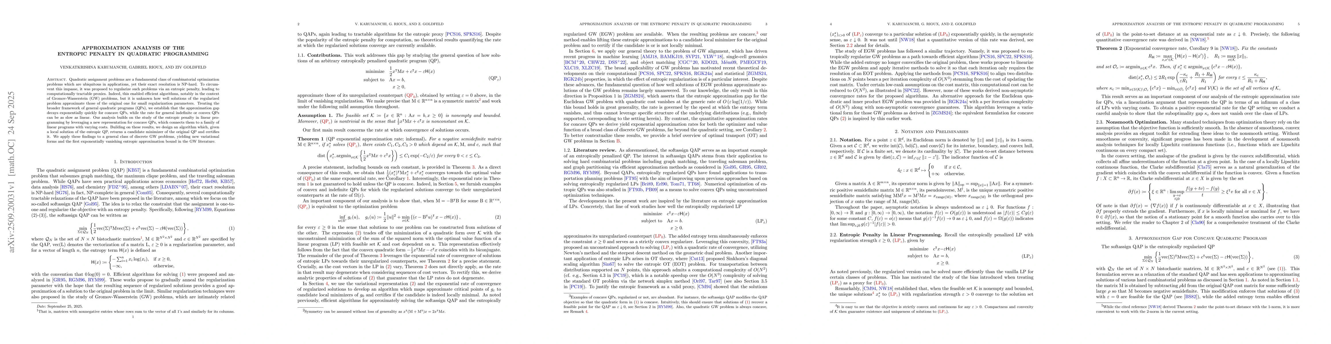 Thumbnail for Approximation Analysis of the Entropic Penalty in Quadratic Programming