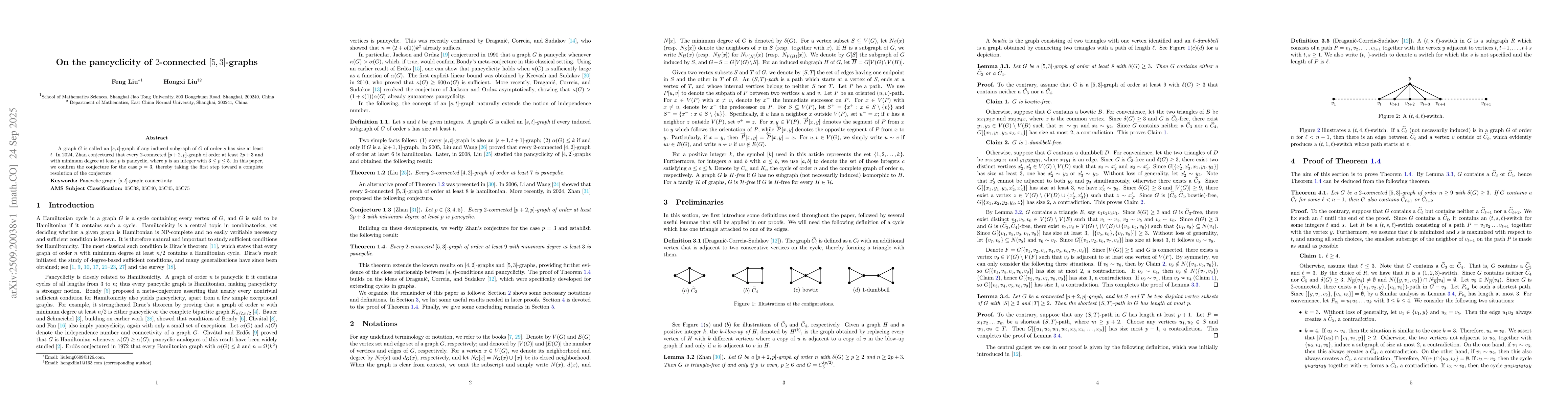 Thumbnail for On the pancyclicity of $2$-connected $[5,3]$-graphs
