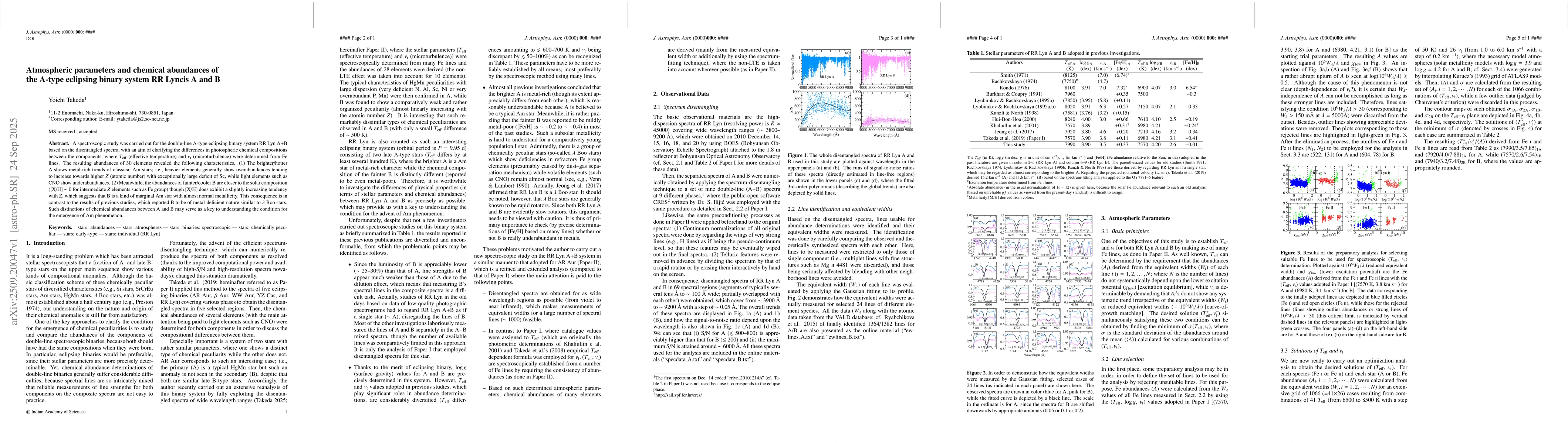 Thumbnail for Atmospheric parameters and chemical abundances of the A-type eclipsing
  binary system RR Lyncis A and B