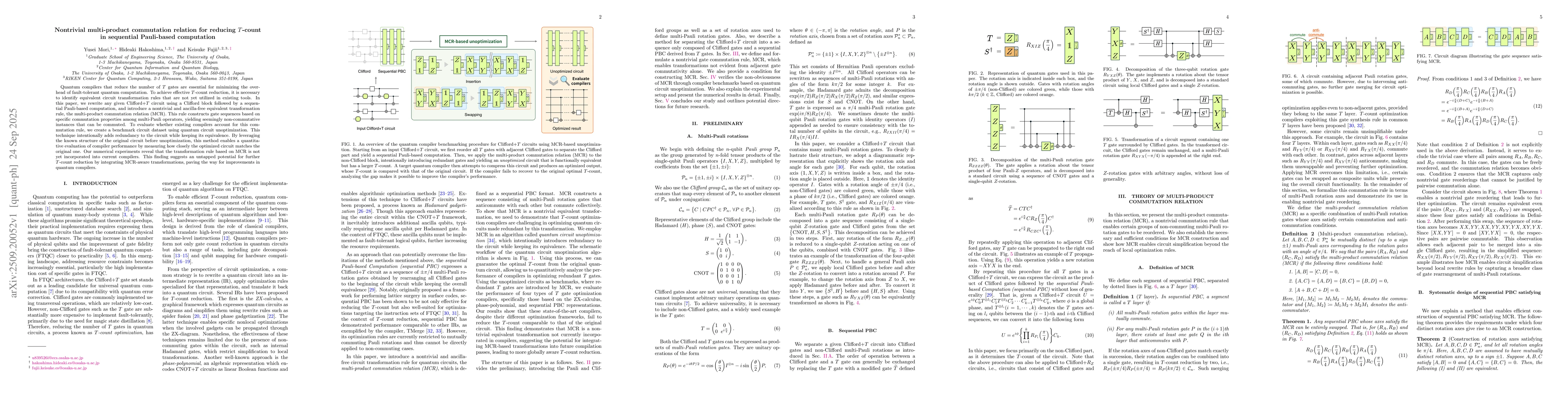 Thumbnail for Nontrivial multi-product commutation relation for reducing T-count in
  sequential Pauli-based computation