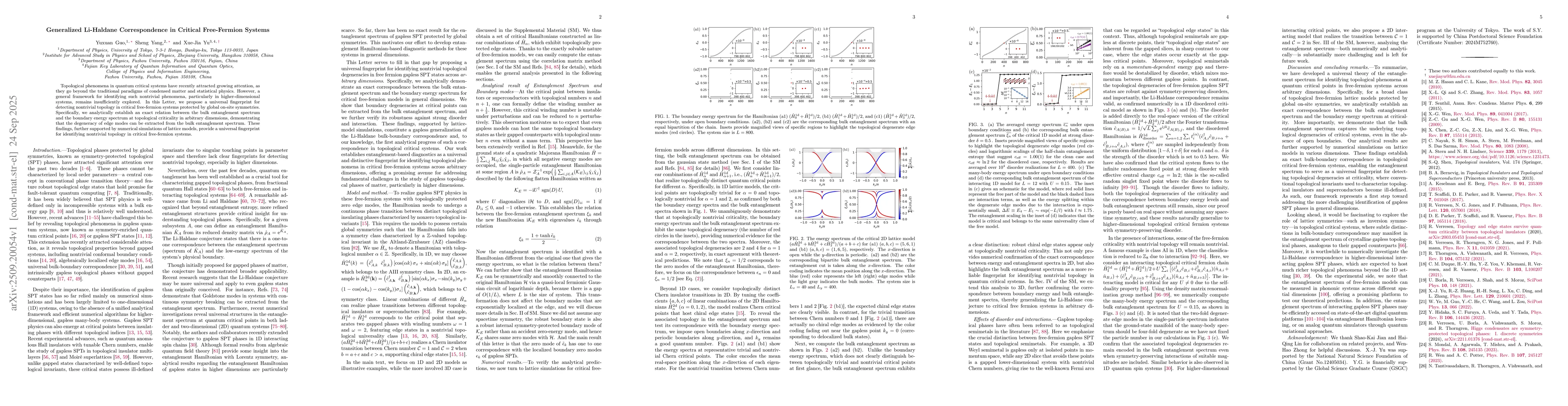 Thumbnail for Generalized Li-Haldane Correspondence in Critical Free-Fermion Systems